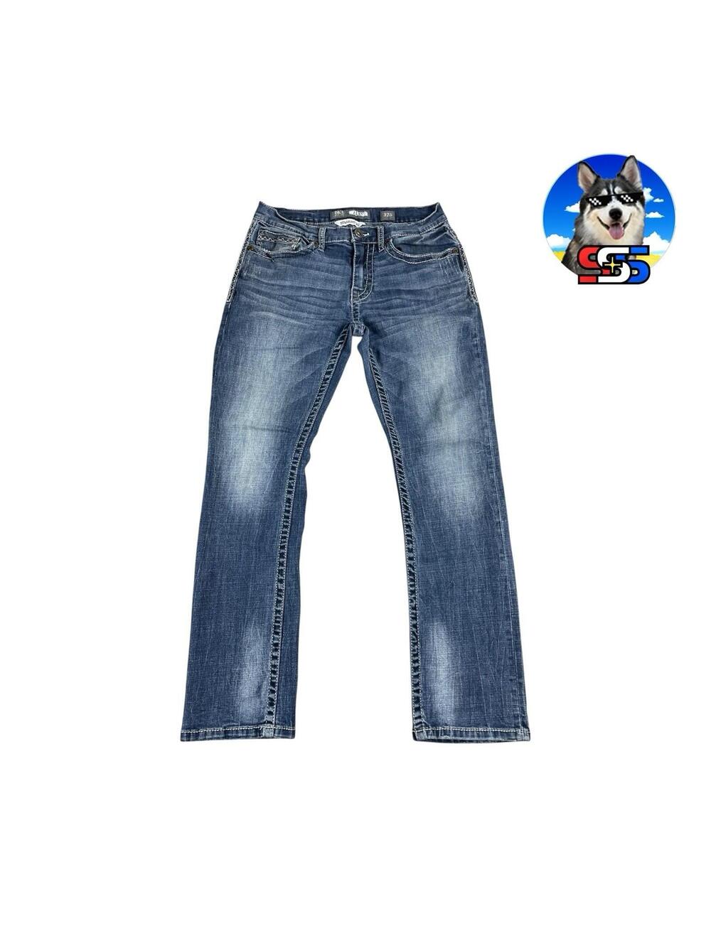 BKE Buckle Jeans Alec Straight Leg Men's 32 Short Medium Wash Fade